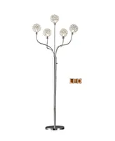 Artiva Usa Soho 65" H Led Modern 5-Light Crystal Balls Floor Lamp with Dimmer