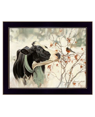 Trendy Decor 4U The Winter Robin by Bonnie Mohr, Ready to hang Framed Print, Black Frame, 18" x 14"