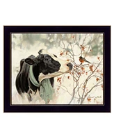 Trendy Decor 4U The Winter Robin by Bonnie Mohr, Ready to hang Framed Print, Black Frame, 18" x 14"