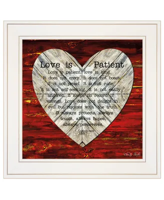 Trendy Decor 4U Love is Patient by Cindy Jacobs, Ready to hang Framed Print, White Frame, 15" x 15"