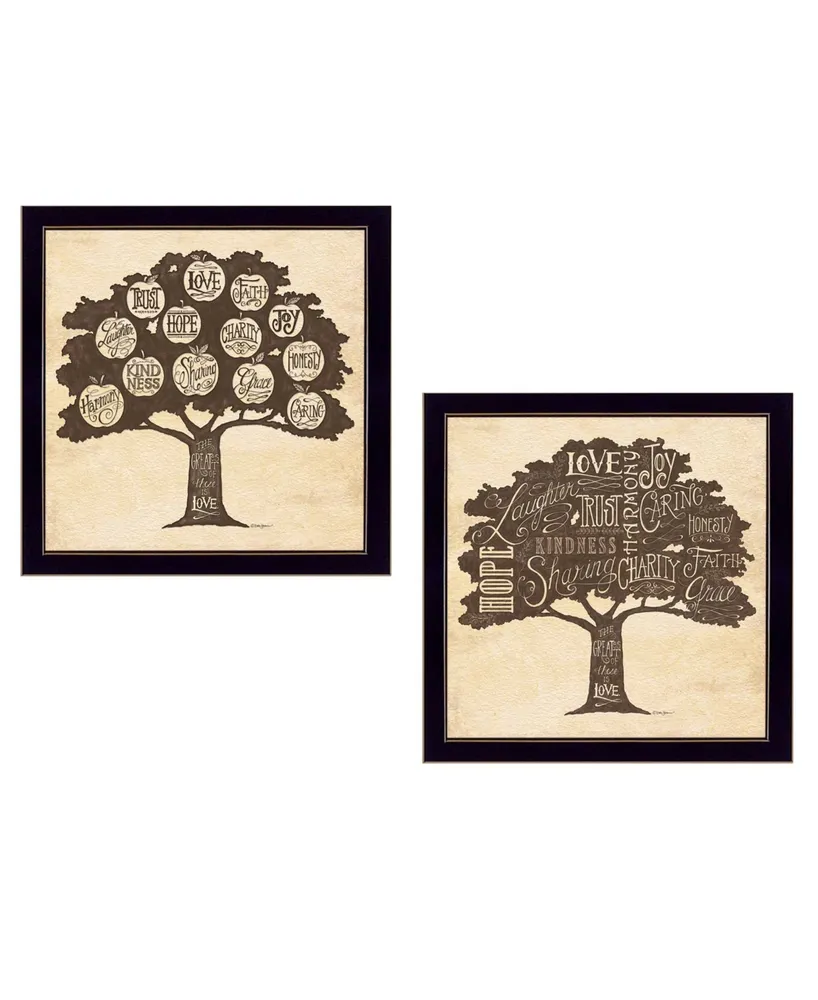 Trendy Decor 4U Family Trees Collection By Debbie Strain, Printed Wall Art,  Ready to hang, Black Frame, 28 x 14
