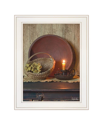 Trendy Decor 4U The Red Basket by Susie Boyer, Ready to hang Framed Print, White Frame, 19" x 15"