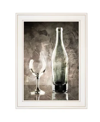 Trendy Decor 4U Moody Gray Wine Glass Still Life by Bluebird Barn, Ready to hang Framed Print, White Frame, 15" x 19"