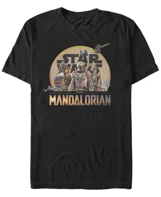 Star Wars Men's Mandalorian Sunrise Boba Fett Group T-shirt