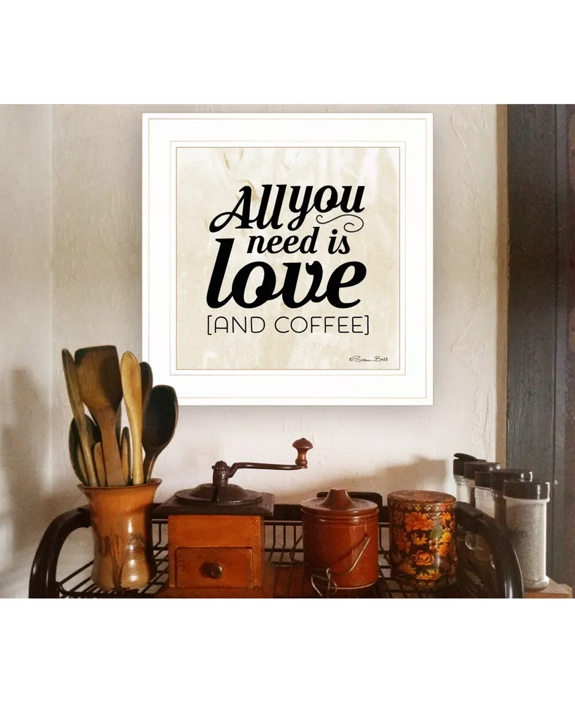 Trendy Decor 4U All You Need is Love and Coffee by SUSAn Ball, Ready to hang Framed Print, Frame