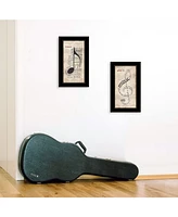 Trendy Decor 4U Music Collection 2-Piece Vignette By Marla Rae, Black Frame, 11" x 21"