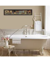 Trendy Decor 4U Country Bath Shelf By Pam Britton, Printed Wall Art, Ready to hang, Black Frame, 39" x 9"