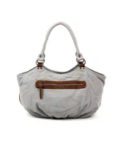 Tsd Brand Bold Lotus Canvas Hobo Bag