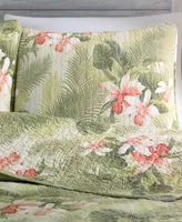 Tommy Bahama Tropical Orchid Palm Reversible 3 Piece Quilt Set