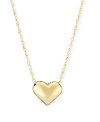 Puffed Heart Necklace Set in 14k Yellow Gold