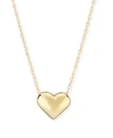 Puffed Heart Necklace Set in 14k Yellow Gold