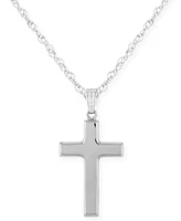 Flat Cross Necklace Set 14k White Or Yellow Gold