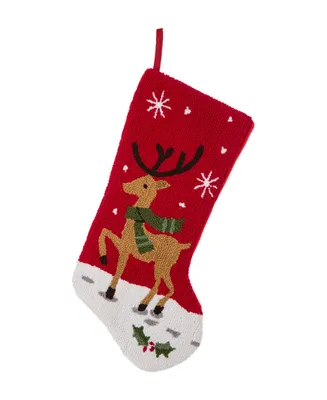 Glitzhome 19" H Hooked Reindeer Stocking