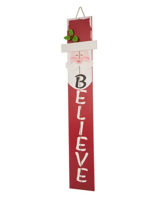 Glitzhome 42" H Christmas Believe Wooden Santa Porch Sign