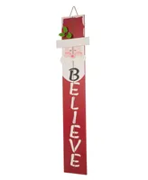 Glitzhome 42" H Christmas Believe Wooden Santa Porch Sign