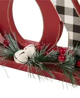 Glitzhome 11.42" L Christmas Wooden Plaid Joy Table Decor