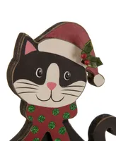 Glitzhome 7.76" H Wooden Cat Stocking Holder