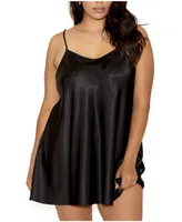 iCollection Women's Ultra Soft Satin Chemise Lingerie with Adjustable Straps