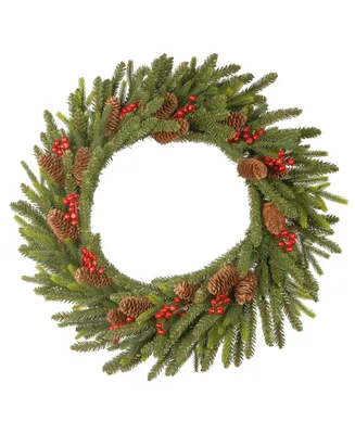 National Tree Company 24in. Dorchester Fir Wreath with Battery Operated Led Lights