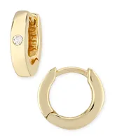 Diamond Accent Small Hinged Hoop in 14K Yellow Gold