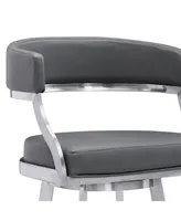 Saturn 26" Counter Height Swivel Gray Artificial leather and Brushed Stainless Steel Bar Stool