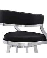 Saturn 26" Counter Height Swivel Gray Artificial leather and Brushed Stainless Steel Bar Stool