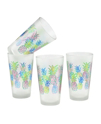 Culver Pop Art Pineapple Pint Glass 16-Ounce Set of 4