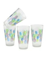 Culver Pop Art Pineapple Pint Glass 16-Ounce Set of 4