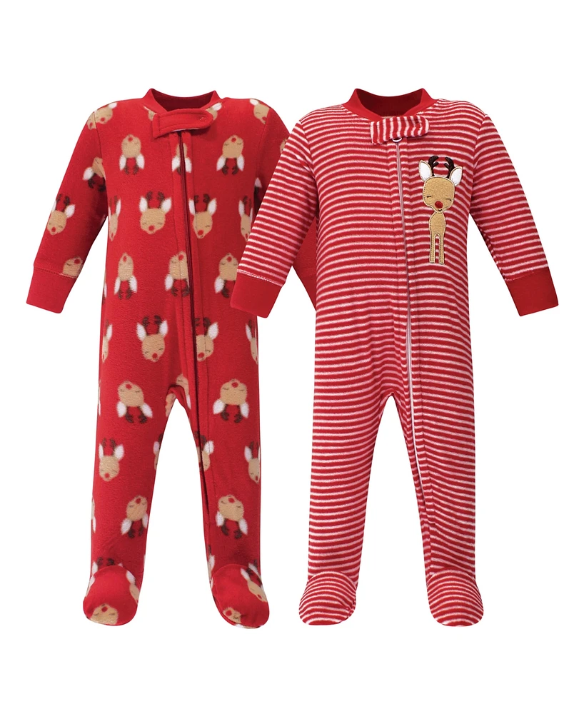 Hudson Baby Boys Fleece Zipper Sleep and Play 2pk