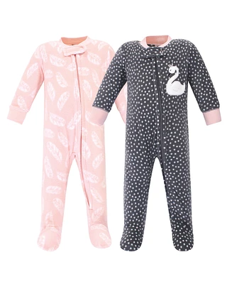 Hudson Baby Baby Girls Fleece Zipper Sleep and Play 2pk