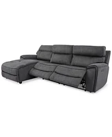 Hutchenson 3-Pc. Fabric Chaise Sectional with 2 Power Recliners and Headrests