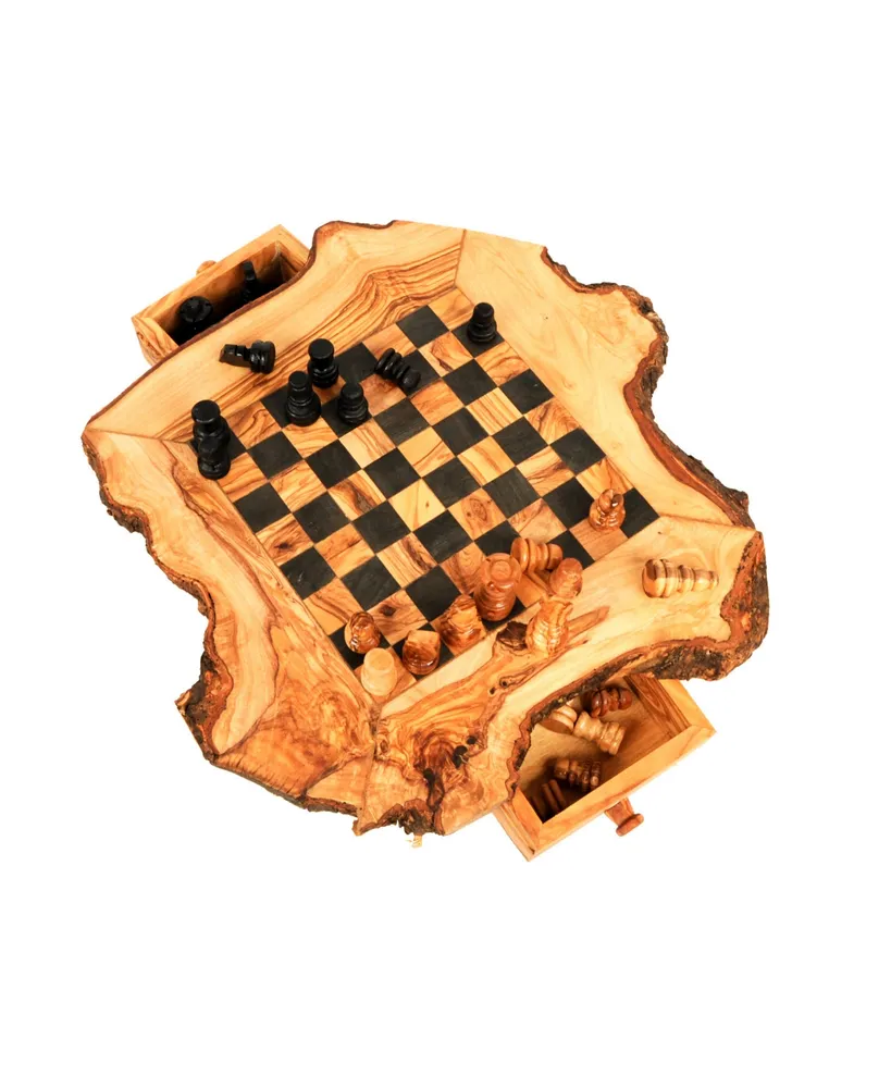 BeldiNest Olive Wood Chess Set Naturalist Live Edge 6 x 6
