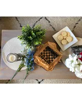 BeldiNest Olive Wood Chess Set Rustic Edge Board 8 x 8
