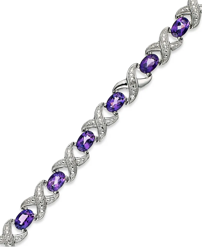 Amethyst (6-1/2 ct. t.w.) and Diamond Accent Xo Bracelet Sterling Silver (Also Multi, London Blue Topaz & Garnet)