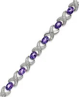 Semi Precious Stone Diamond Accent X0 Link Bracelet Collection In Sterling Silver