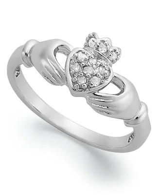 Diamond Claddagh Ring Sterling Silver (1/10 ct. t.w.)