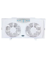 Optimus F-5286 8" Reversible Twin Window Fan with Thermostat