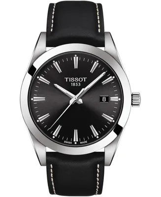 Tissot Men's Swiss T-Classic Gentleman Black Leather Strap Watch Watch 40mm