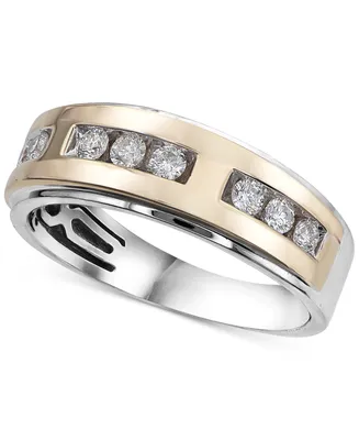 Men's Diamond Two-Tone Band (1/2 ct. t.w.) in 10k Gold & White Gold - Two