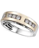 Men's Diamond Two-Tone Band (1/2 ct. t.w.) in 10k Gold & White Gold - Two