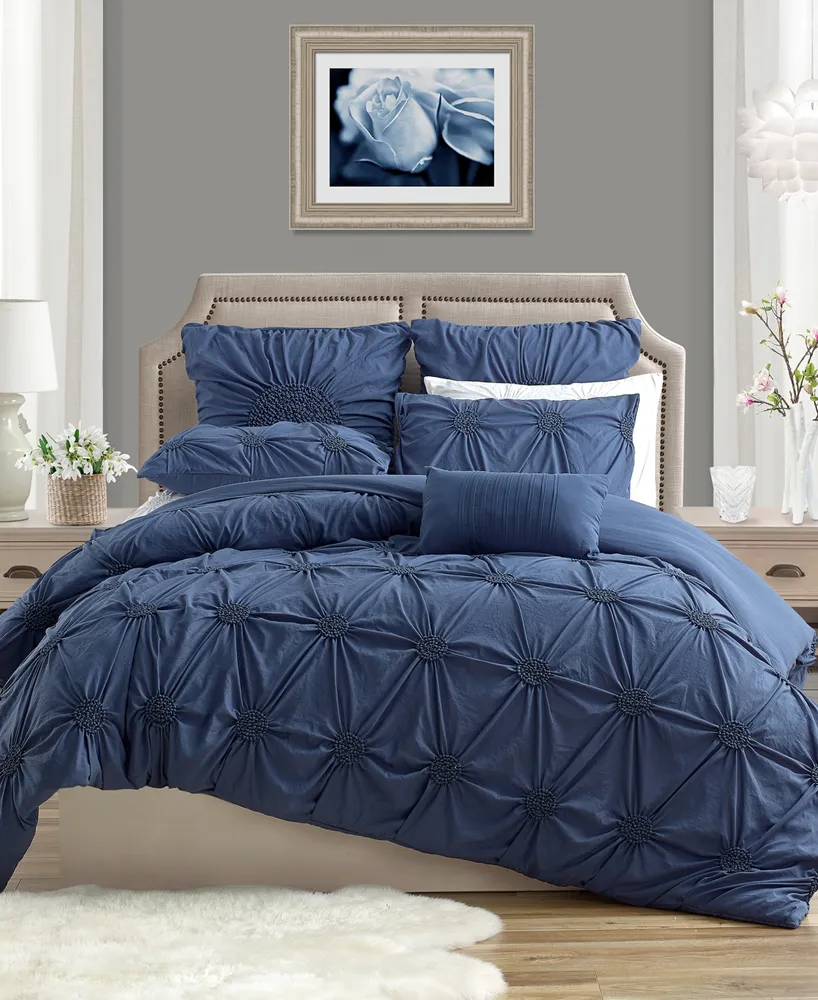 Charming Ruched Rosette Duvet Cover Set - Twin/Twin Xl