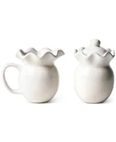 Coton Colors by Laura Johnson Signature White Ruffle Cream & Sugar Set