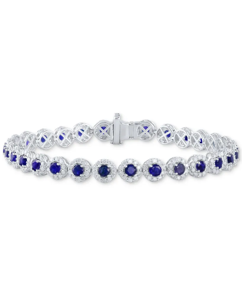 Sapphire (5-1/2 ct. t.w.) & Diamond (3 t.w) Tennis Bracelet 14k White Gold (Also Ruby and Emerald)