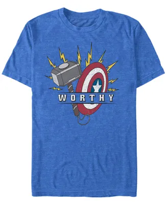 Marvel Men's Avengers Endgame Worthy Hammer and Shield, Short Sleeve T-shirt