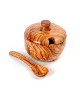 BeldiNest Olive Wood Sugar Bowl with Spoon