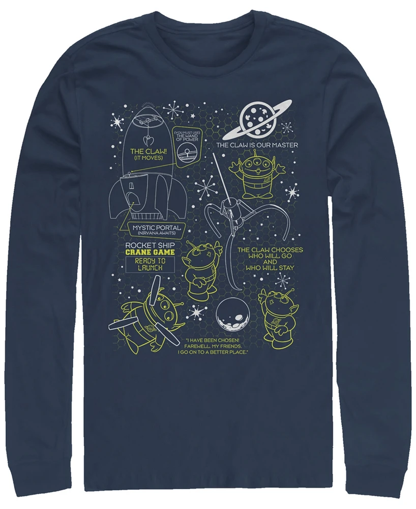 Disney Pixar Men's Toy Story Aliens Claw Master Map, Long Sleeve T-Shirt