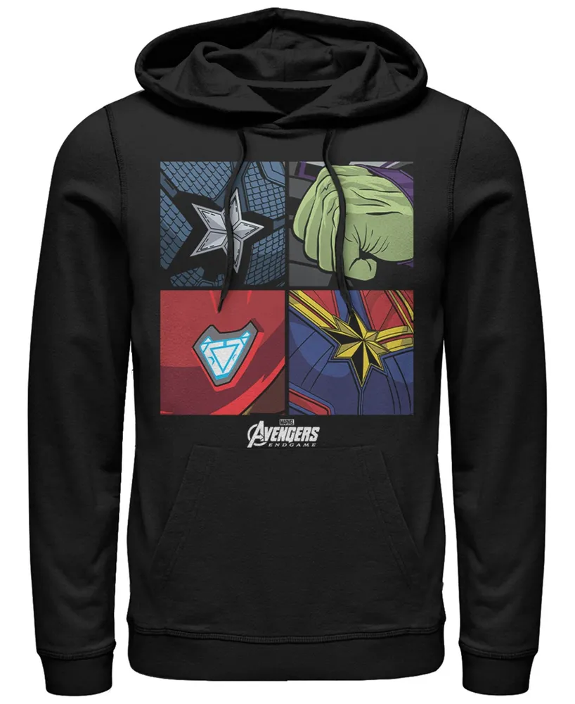 Marvel Men's Avengers Endgame Box Up Hero Logos, Pullover Hoodie