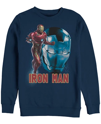 Marvel Men's Avengers Endgame Iron Man Big Face Action Pose, Crewneck Fleece