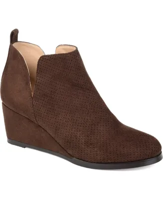 Journee Collection Women's Mylee Perforated Wedge Ankle Booties