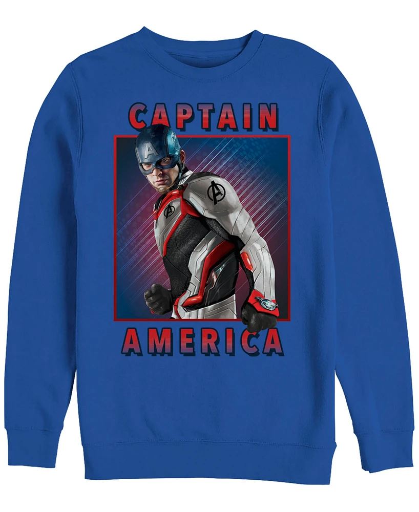 Marvel Men's Avengers Endgame Captain America Portrait, Crewneck Fleece